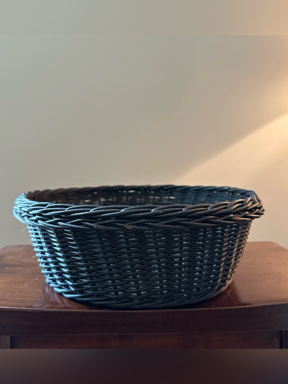 Deep charcoal colored basket • circular